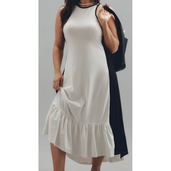 Anthropologie Daily Practice Sz L  Colorblock Racer Black N White Midi Dress - Picture 4 of 8